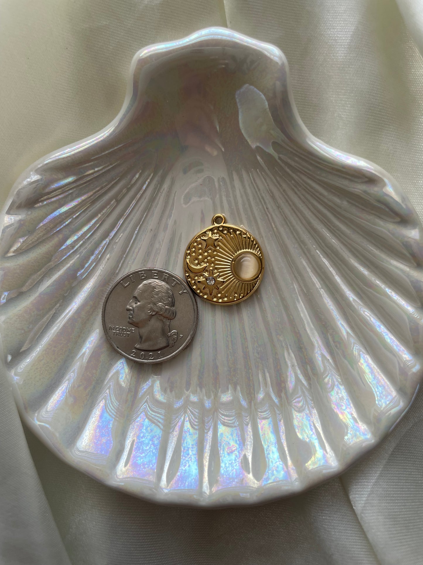 Moonstone + Star Pendant
