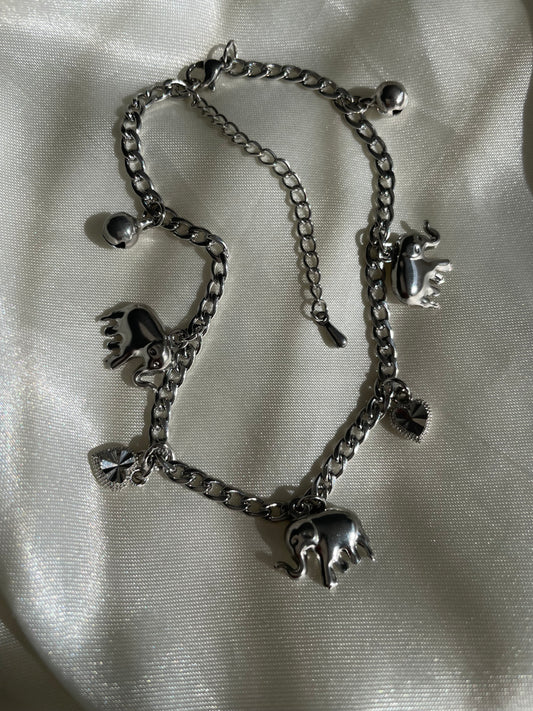 Silver Elephant Anklet