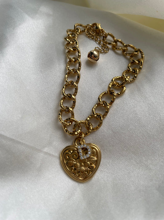 Vintage Heart Bracelet (Water Resistant)