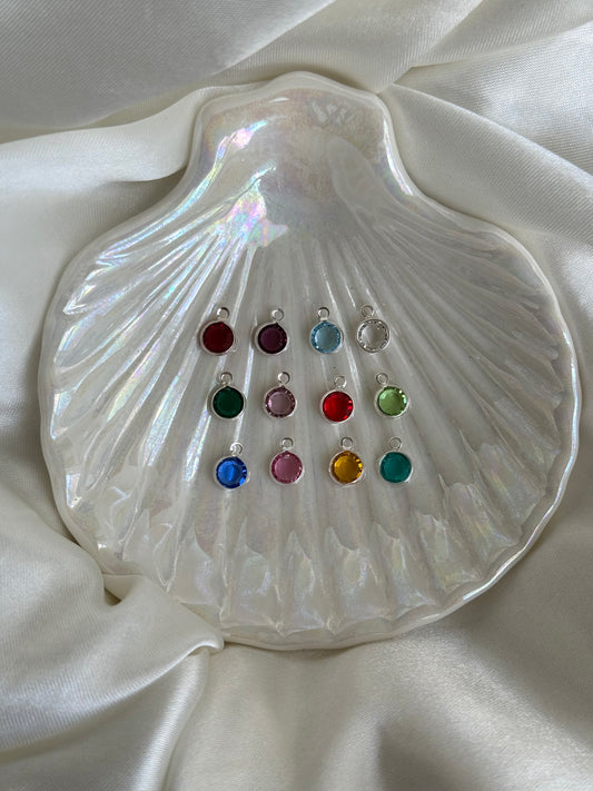 Round Birthstone Charm (Silver)