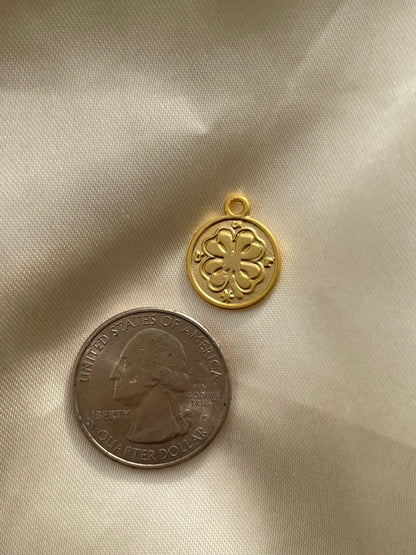 Golden Clover Coin Charm