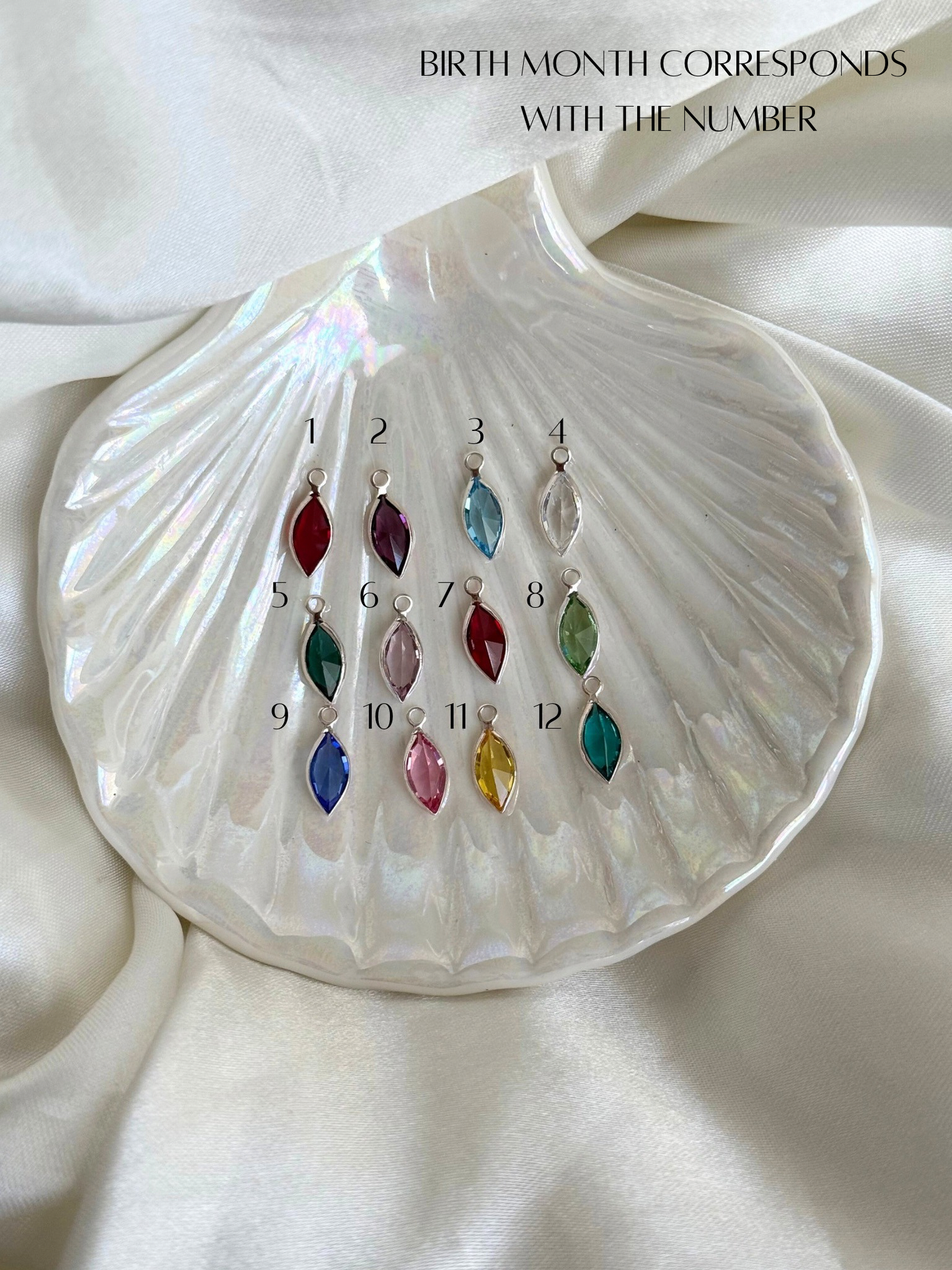 Marquis Birthstone Charm (Silver)